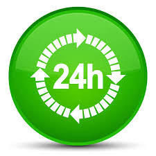 Icon of a truck with a 24-hour symbol